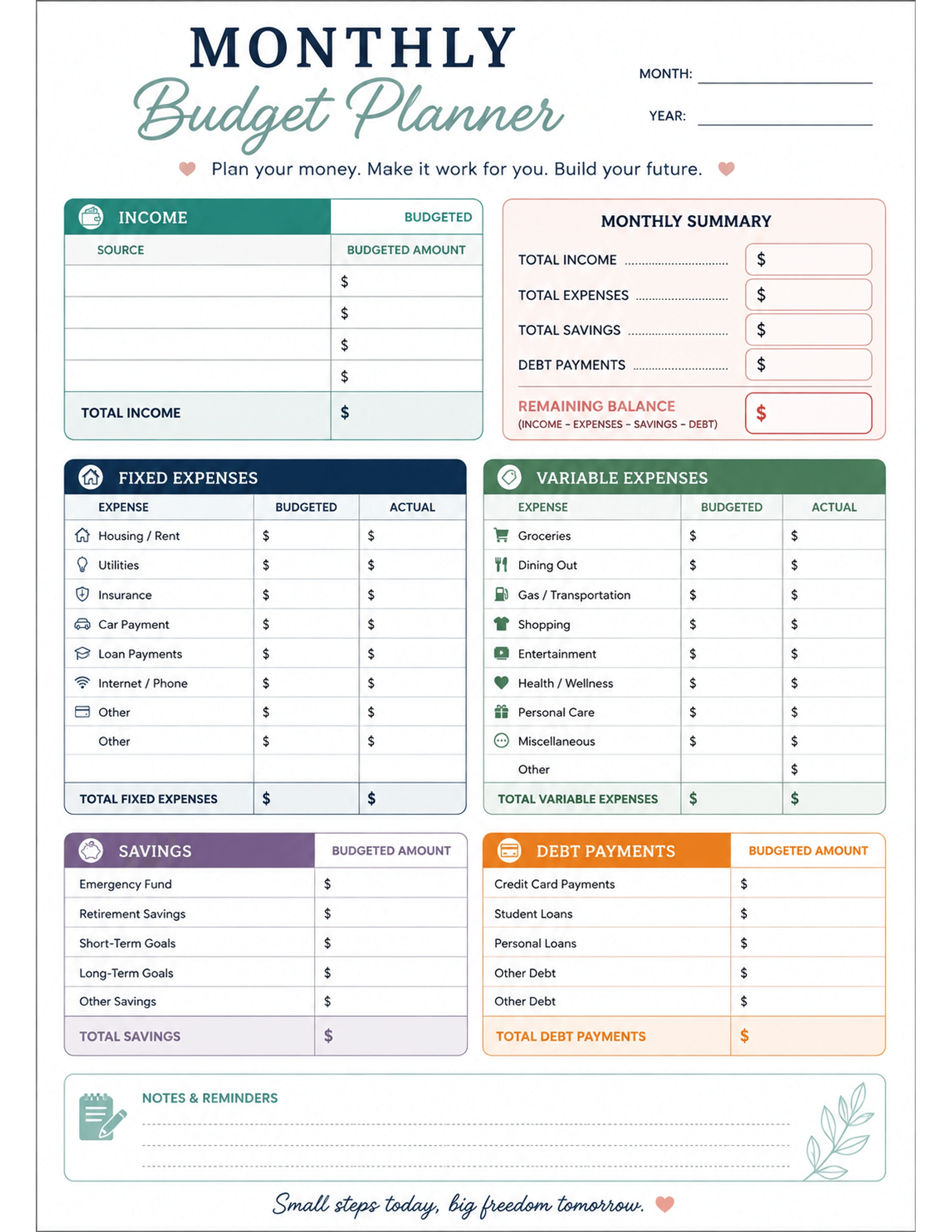 Budgeting & Finance Sample Pack